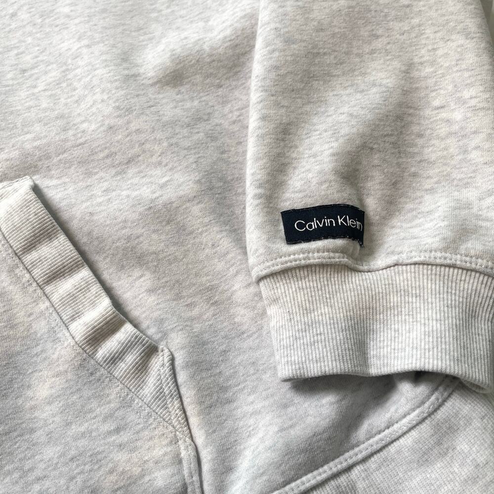 Calvin Klein Performance Gray Pullover Hoodie XL Oversize Crop Fleece Sweatshirt - Picture 3 of 7